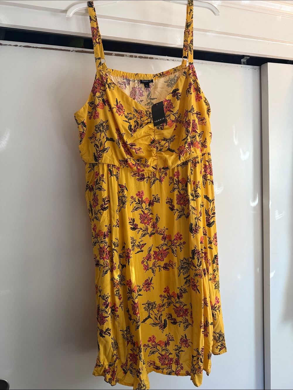torrid Yellow Floral Spaghetti Strap Mini Dress